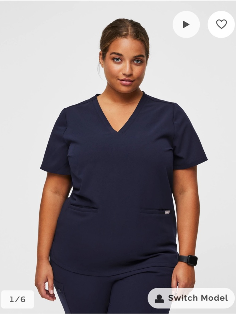 Figs Three Pocket Casma Scrub Top in Navy Sz XL